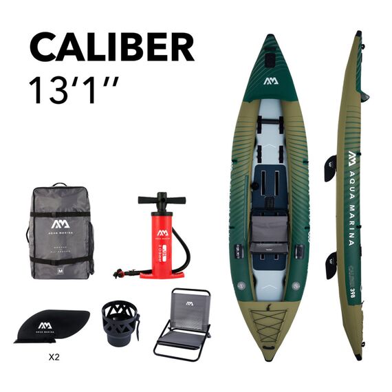 Каяк надувной одно-двухместный для рыбалки Aqua Marina Caliber-398
